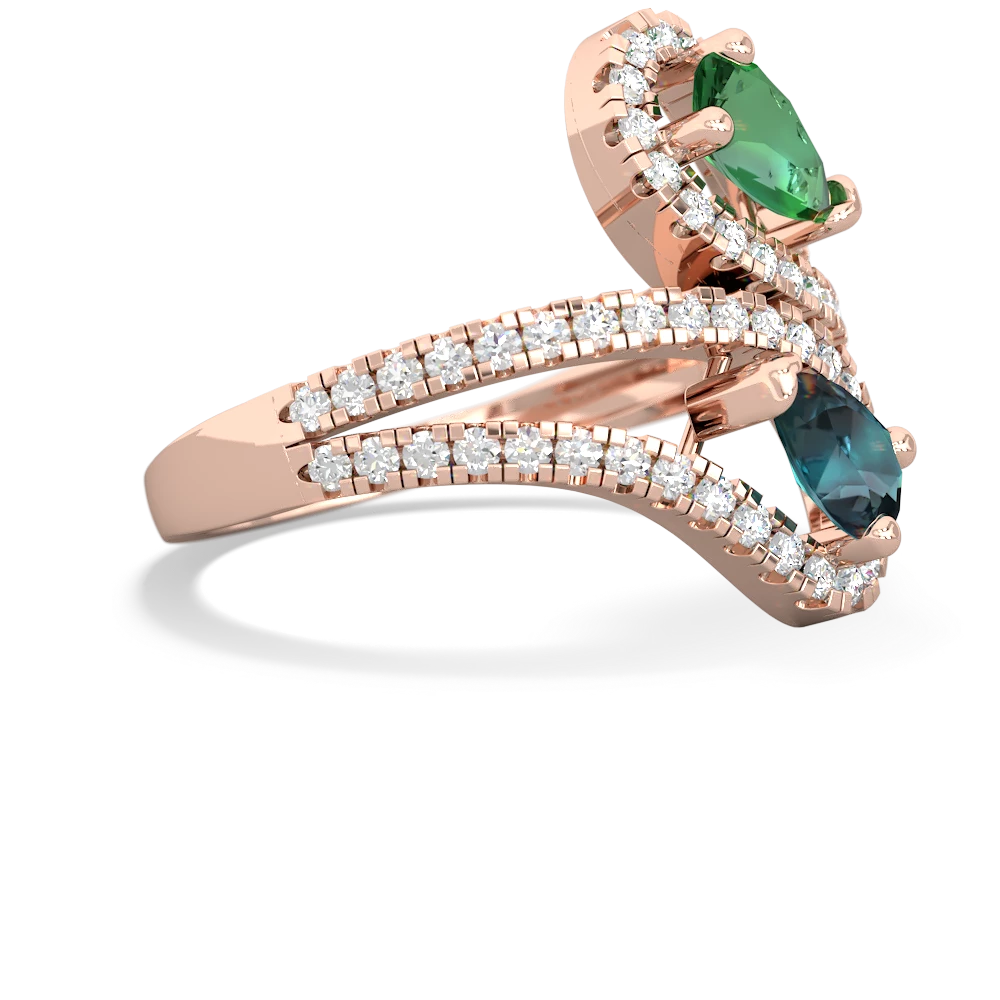 Lab Emerald Diamond Dazzler 14K Rose Gold ring R3000