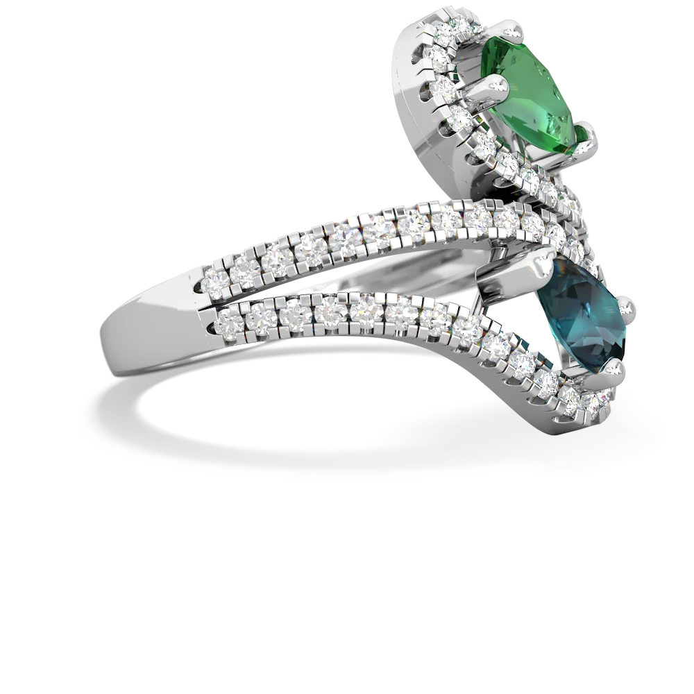 Lab Emerald Diamond Dazzler 14K White Gold ring R3000