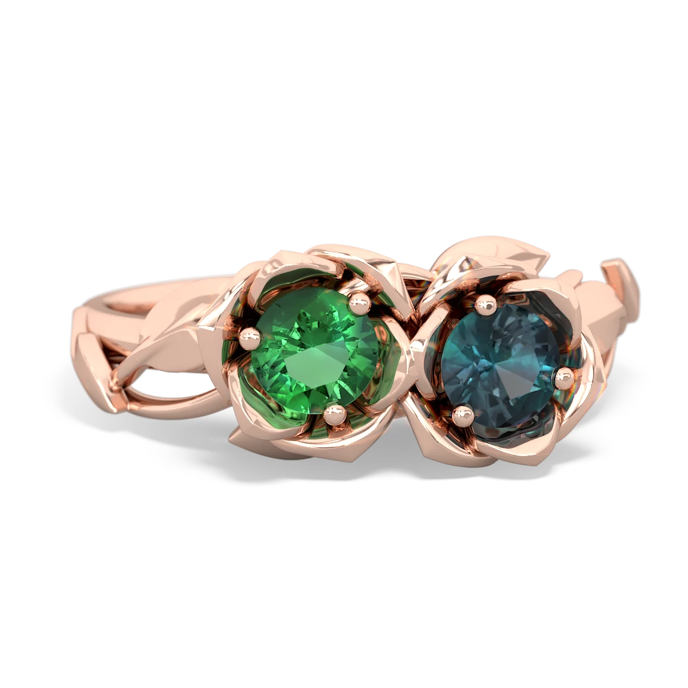 Lab Emerald Rose Garden 14K Rose Gold ring R5510