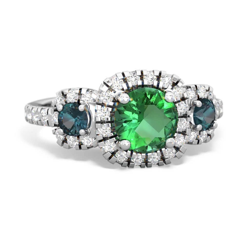 Lab Emerald Regal Halo 14K White Gold ring R5350