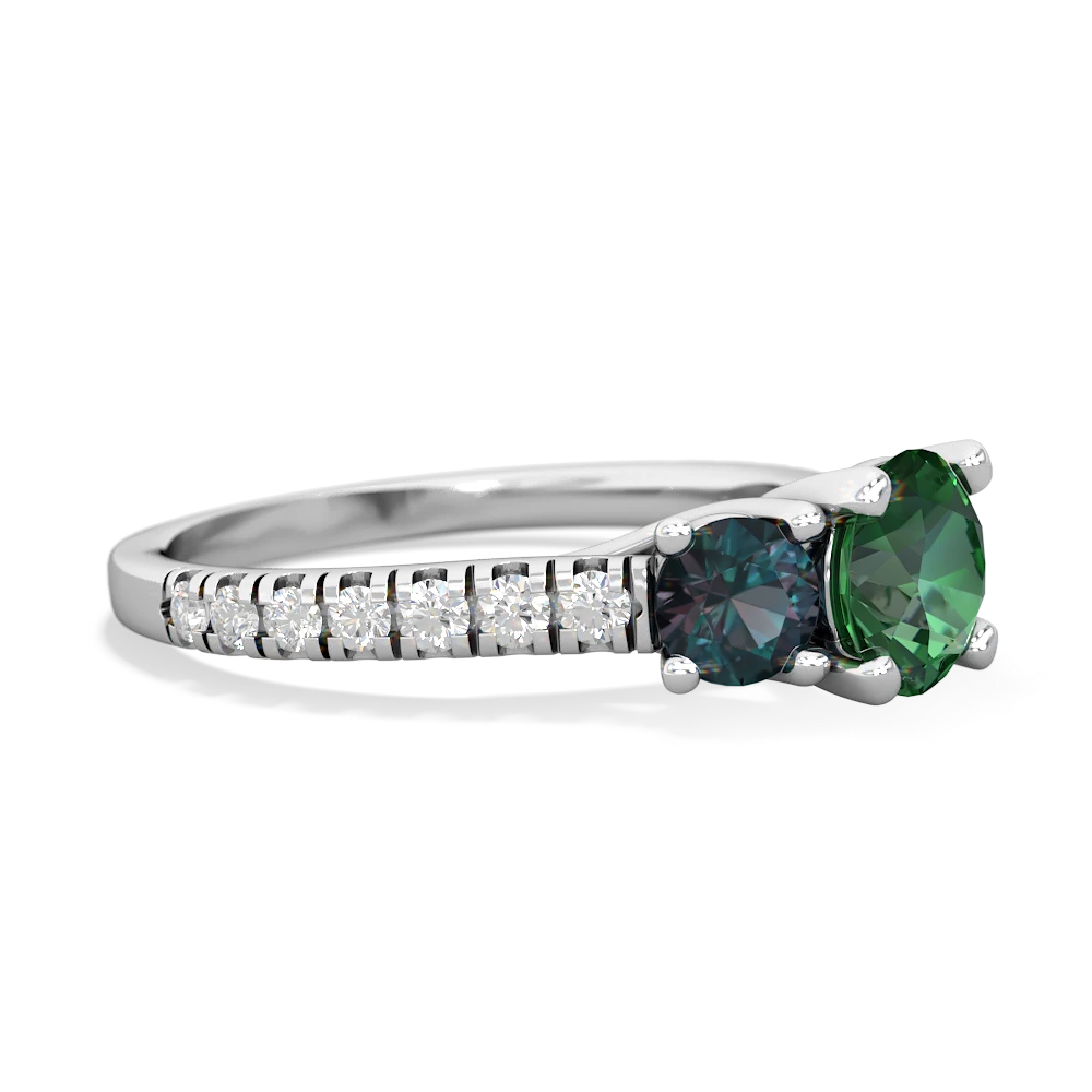 Lab Emerald Pave Trellis 14K White Gold ring R5500