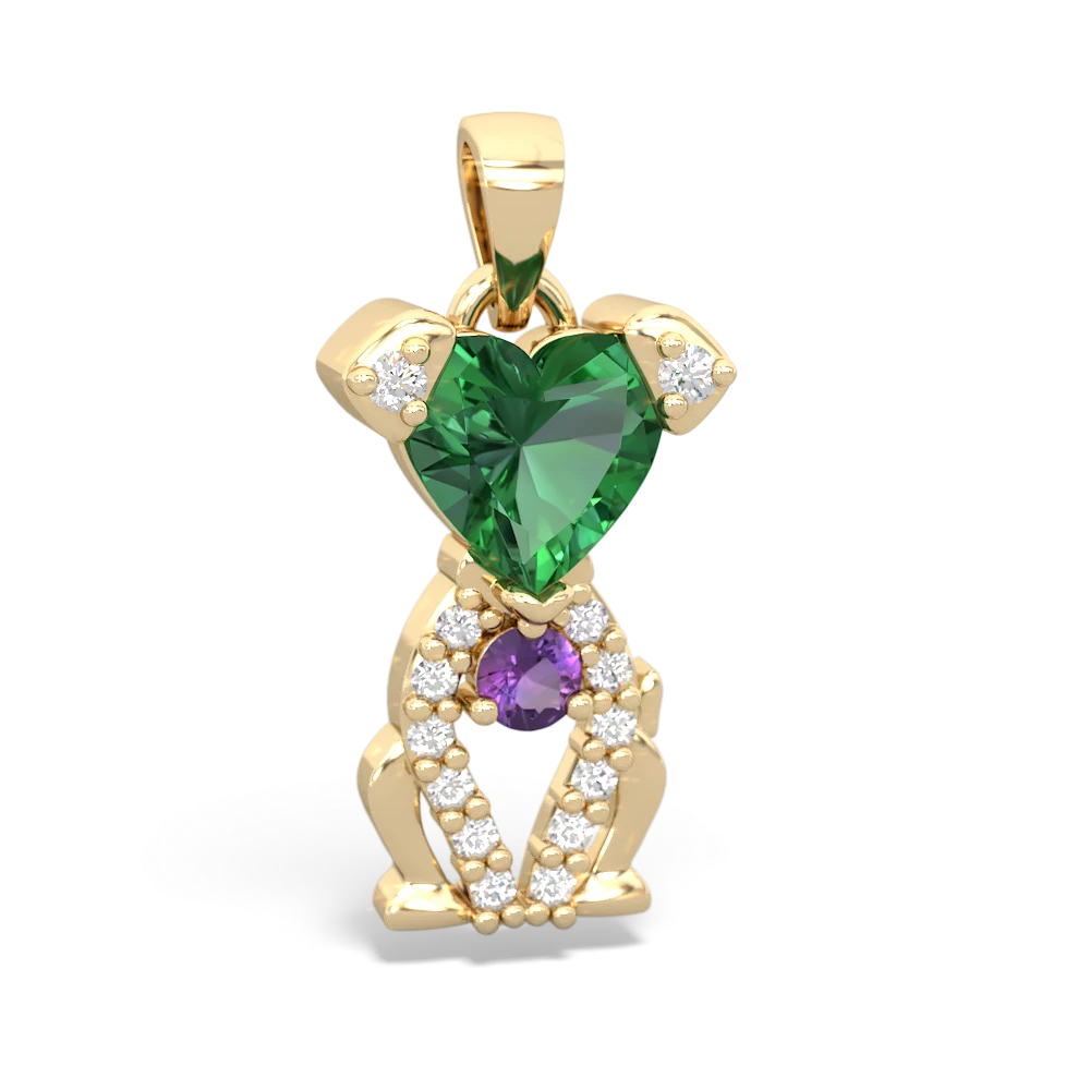 Lab Emerald Puppy Love 14K Yellow Gold pendant P5800