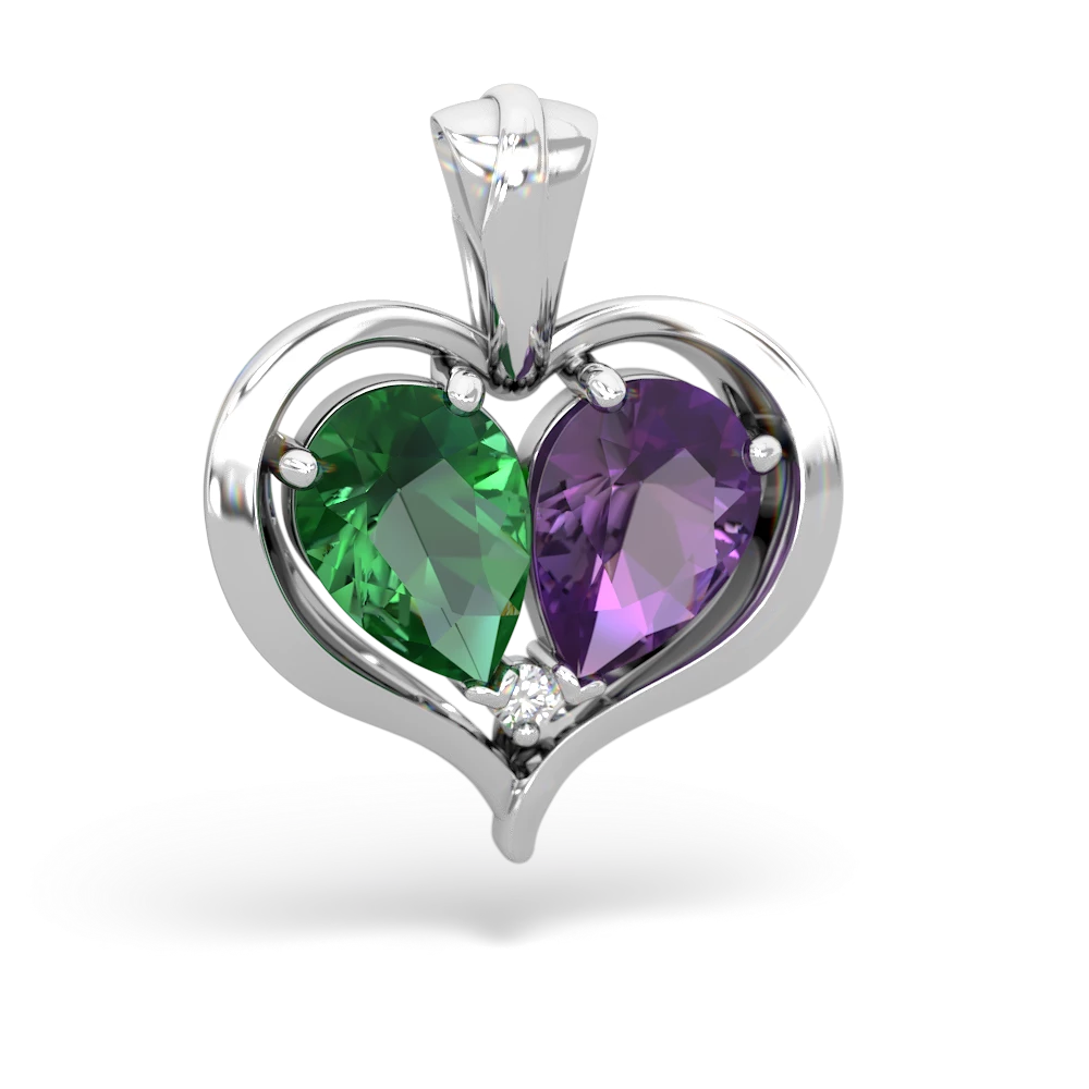 Lab Emerald Two Become One 14K White Gold pendant P5330