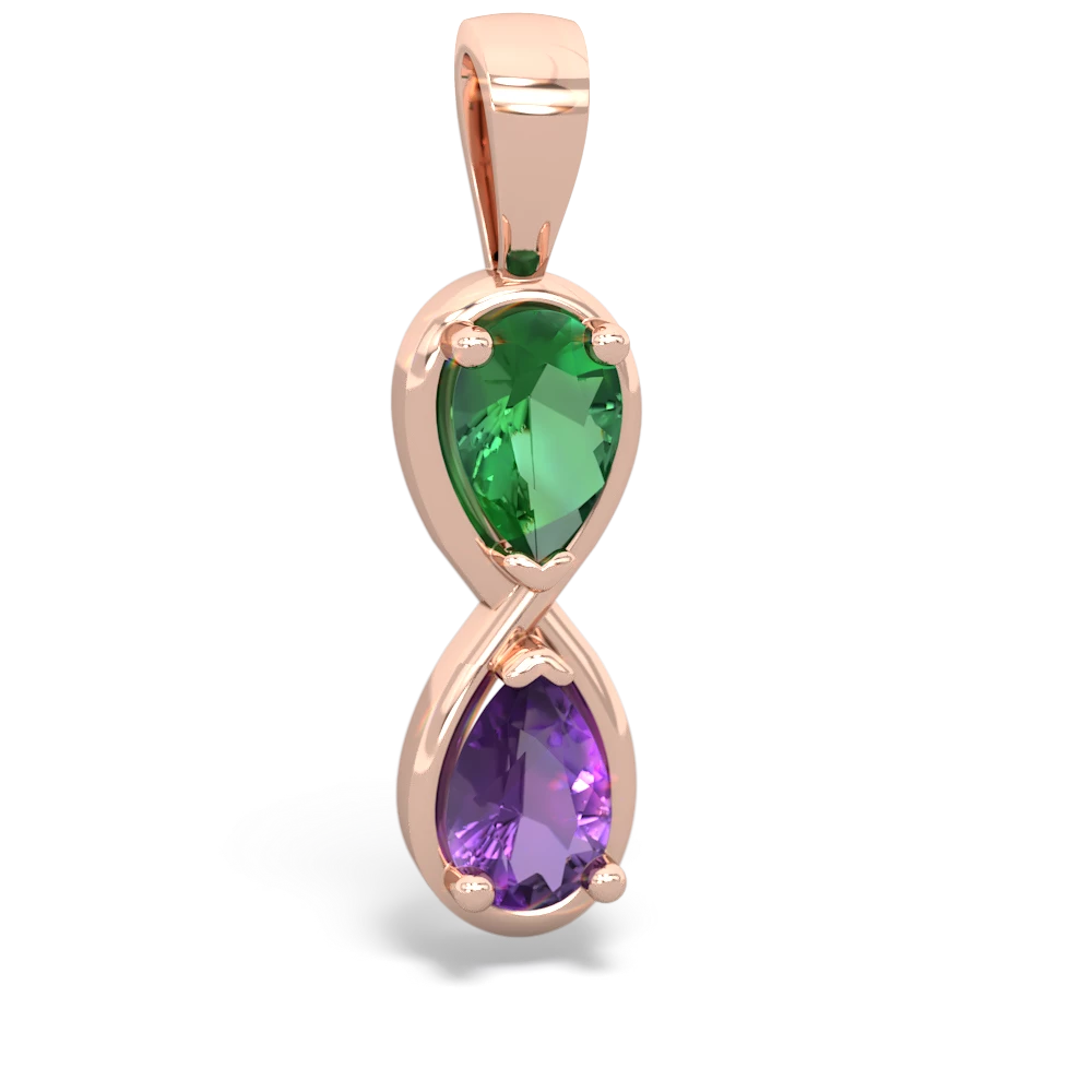 Lab Emerald Infinity 14K Rose Gold pendant P5050