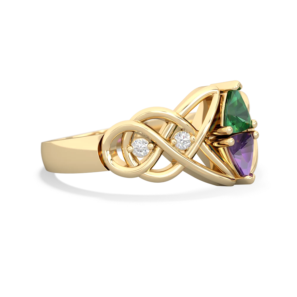 Lab Emerald Keepsake Celtic Knot 14K Yellow Gold ring R5300