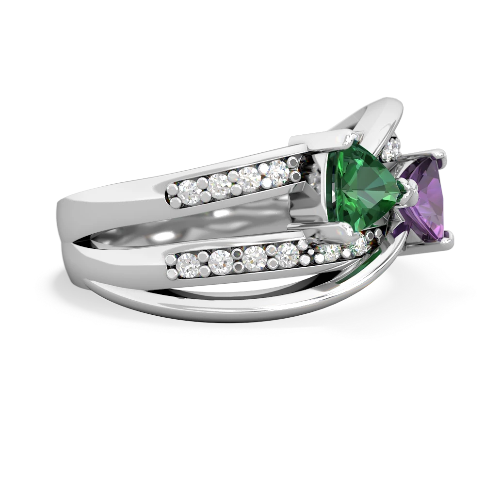 Lab Emerald Bowtie 14K White Gold ring R2360