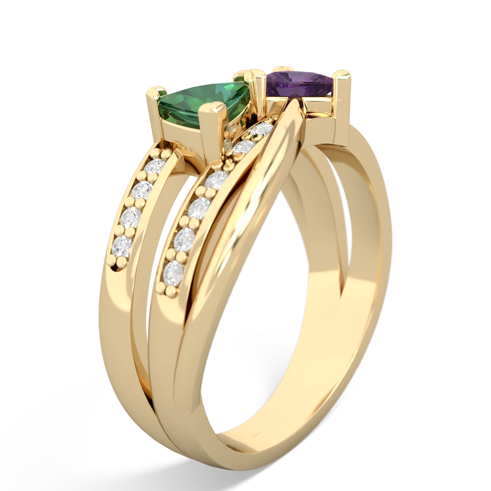Lab Emerald Bowtie 14K Yellow Gold ring R2360