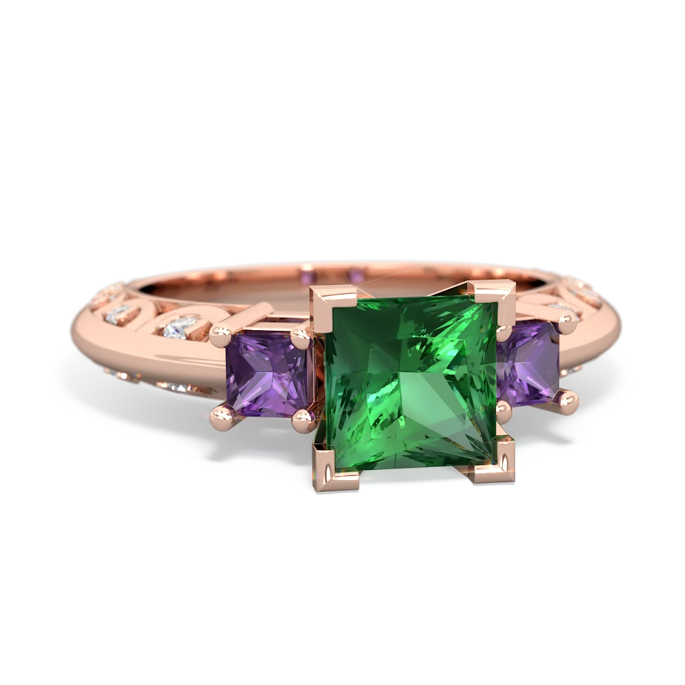 Lab Emerald Eternal Embrace Engagement 14K Rose Gold ring C2001