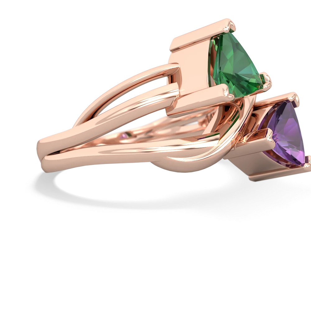 Lab Emerald Split Band Swirl 14K Rose Gold ring R2341