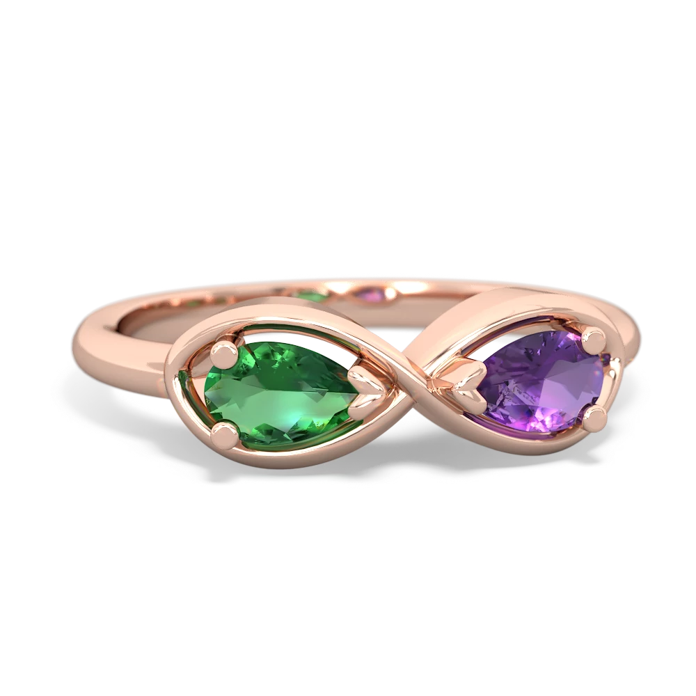 Lab Emerald Infinity 14K Rose Gold ring R5050