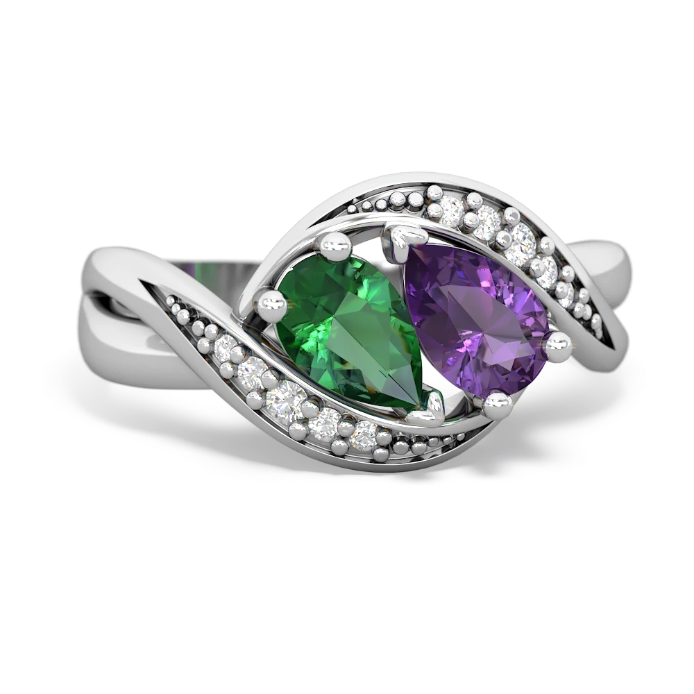 Lab Emerald Summer Winds 14K White Gold ring R5342