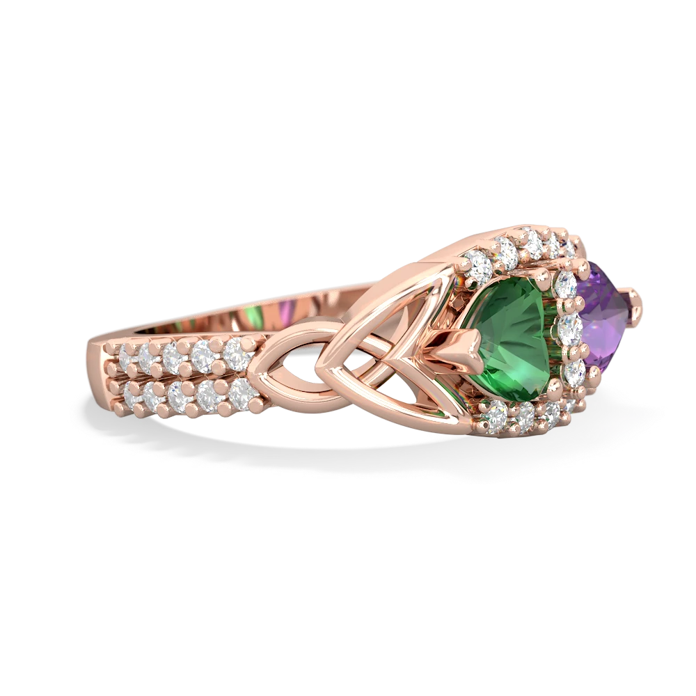 Lab Emerald Sparkling Celtic Knot 14K Rose Gold ring R2645