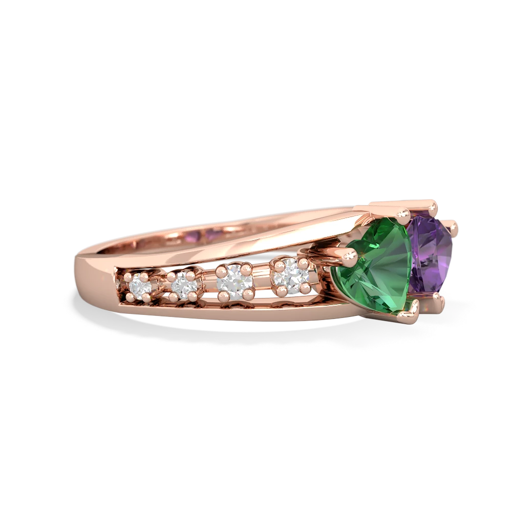 Lab Emerald Heart To Heart 14K Rose Gold ring R3342