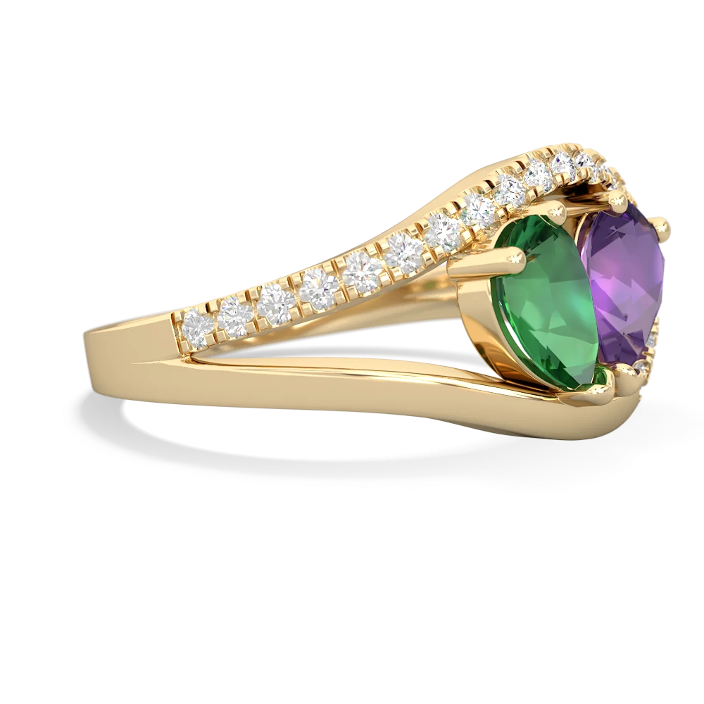 Lab Emerald Nestled Heart Keepsake 14K Yellow Gold ring R5650