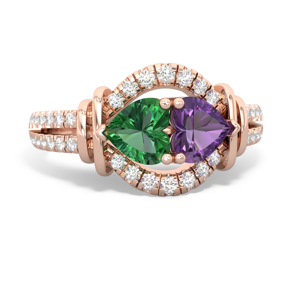 Lab Emerald Art-Deco Keepsake 14K Rose Gold ring R5630