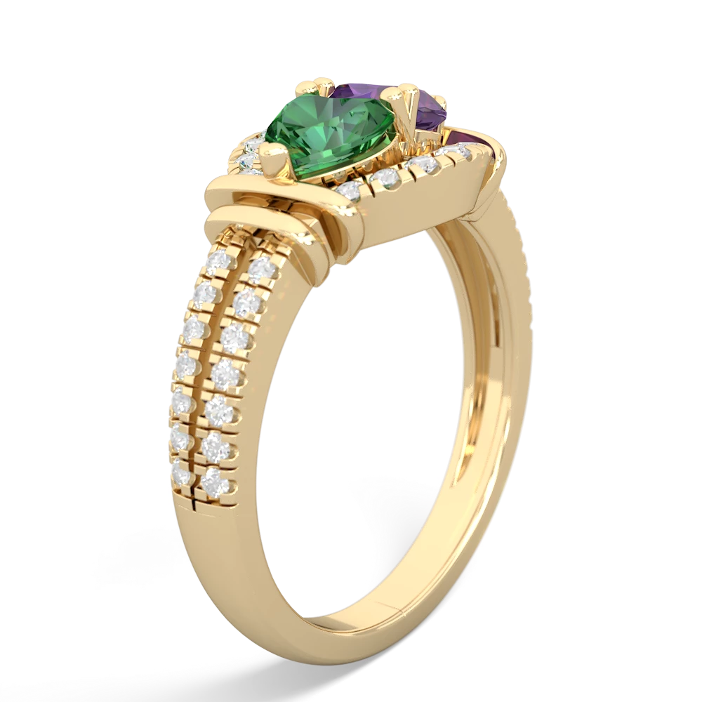 Lab Emerald Art-Deco Keepsake 14K Yellow Gold ring R5630