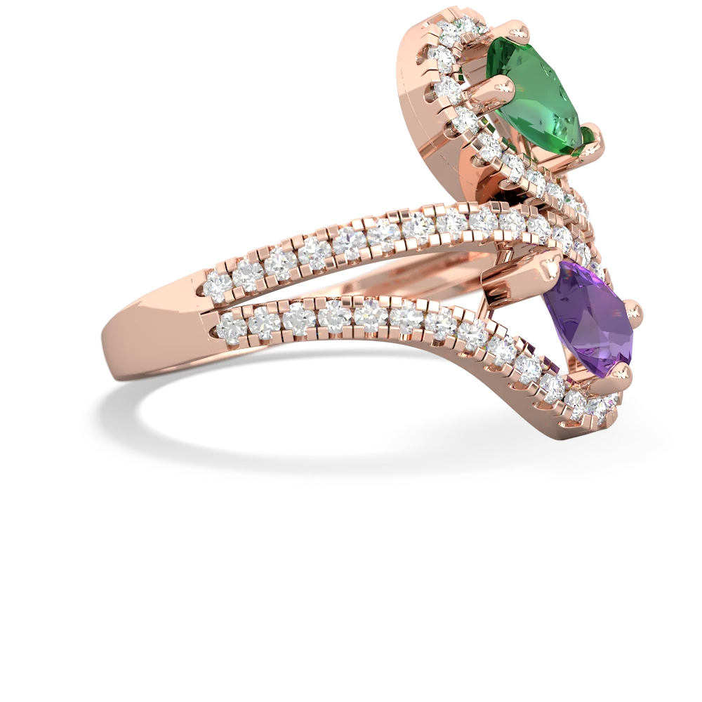 Lab Emerald Diamond Dazzler 14K Rose Gold ring R3000