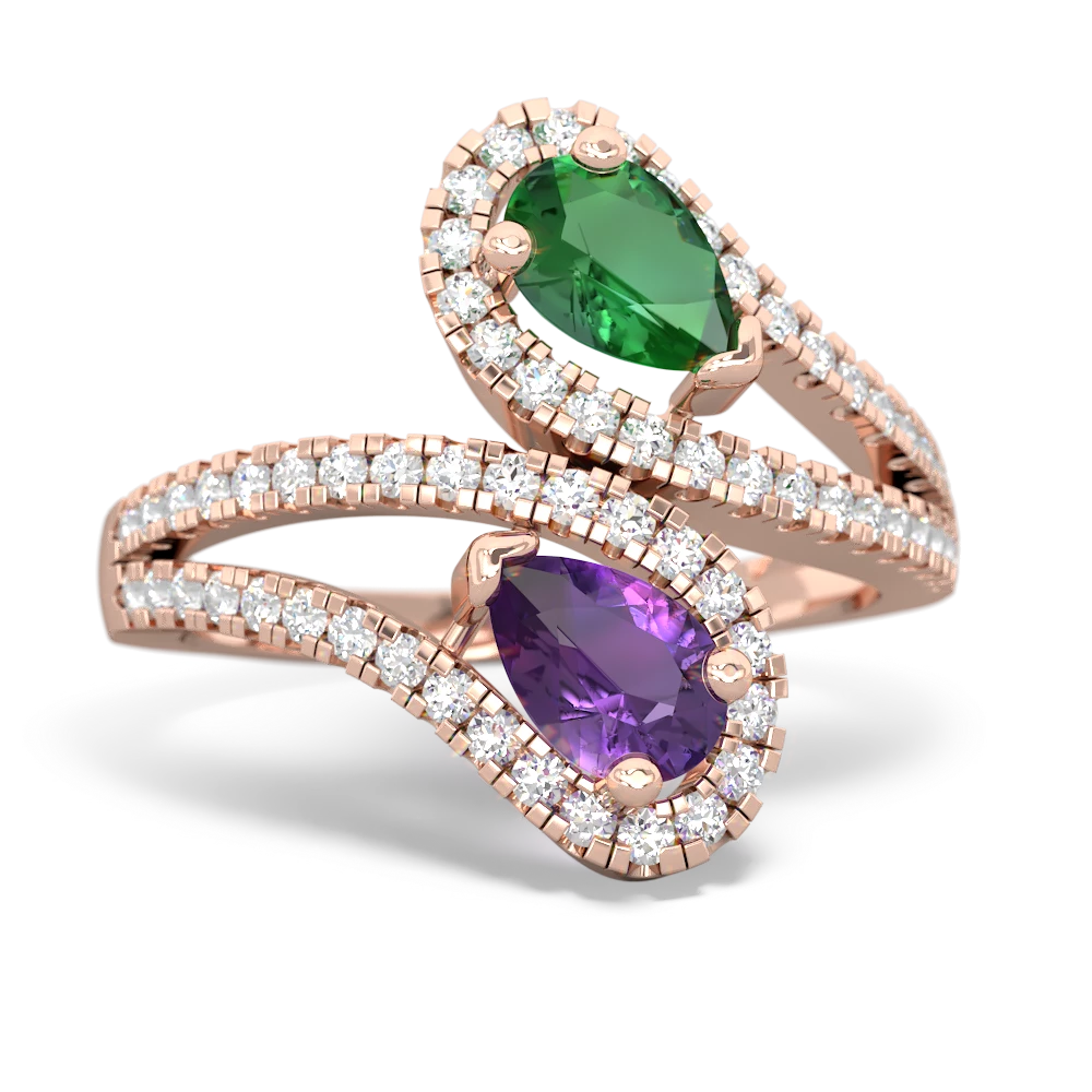 Lab Emerald Diamond Dazzler 14K Rose Gold ring R3000