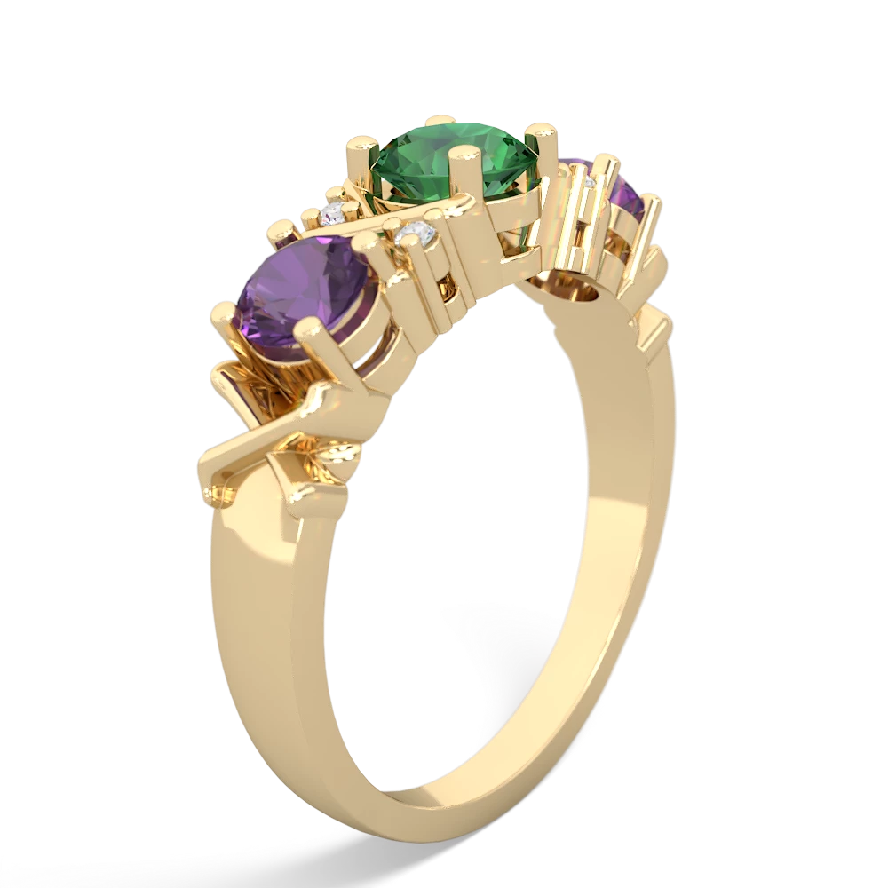 Lab Emerald Hugs And Kisses 14K Yellow Gold ring R5016