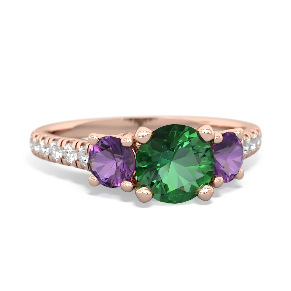 Lab Emerald Pave Trellis 14K Rose Gold ring R5500