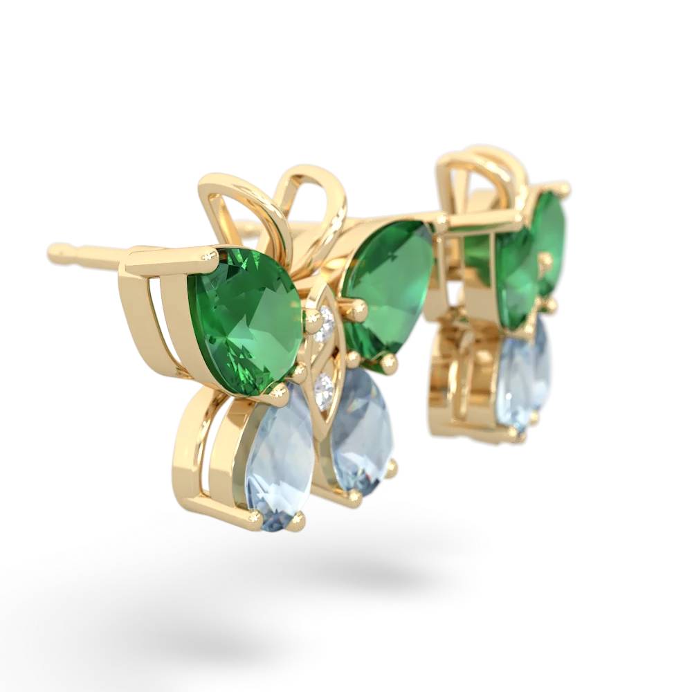 Lab Emerald Butterfly 14K Yellow Gold earrings E2215