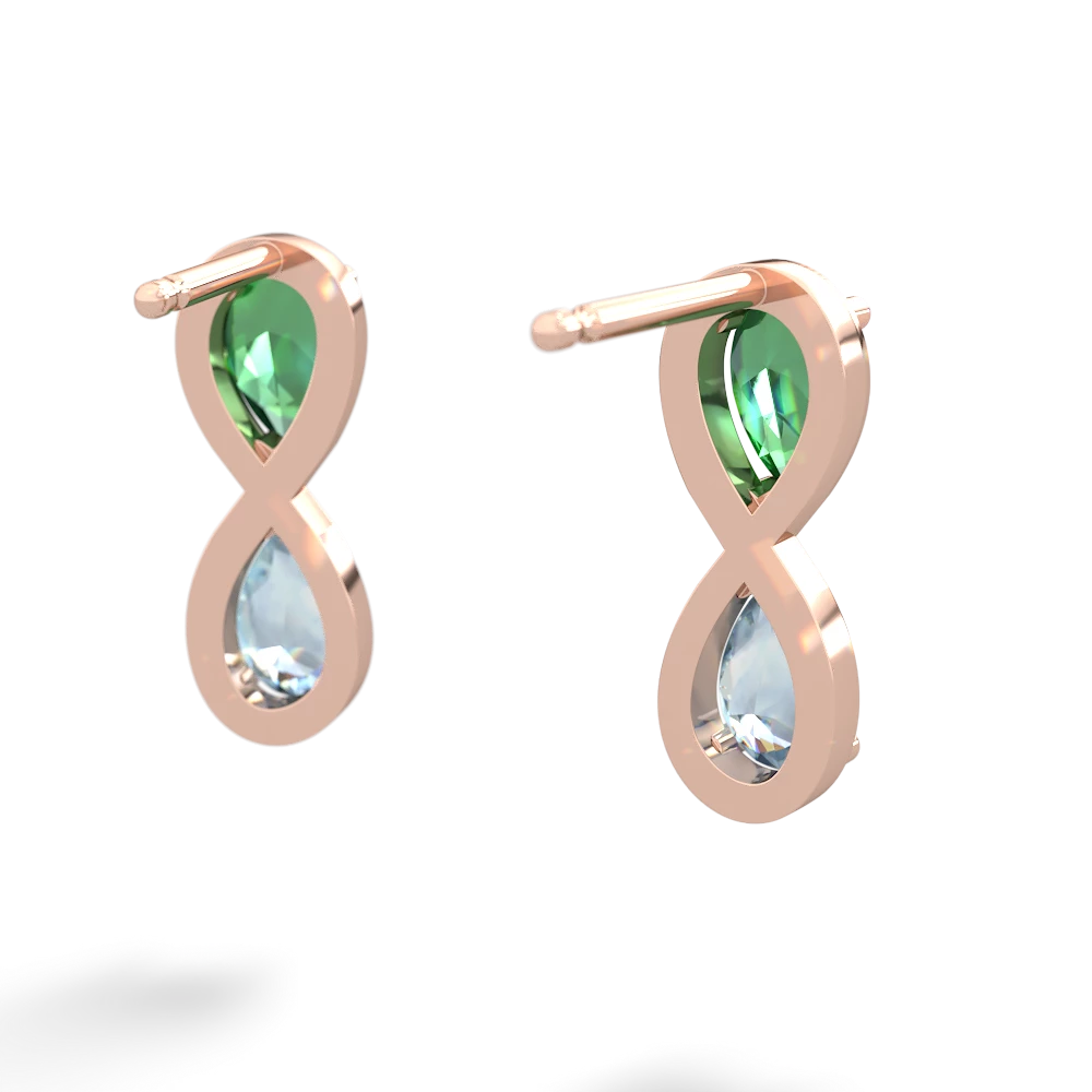 Lab Emerald Infinity 14K Rose Gold earrings E5050