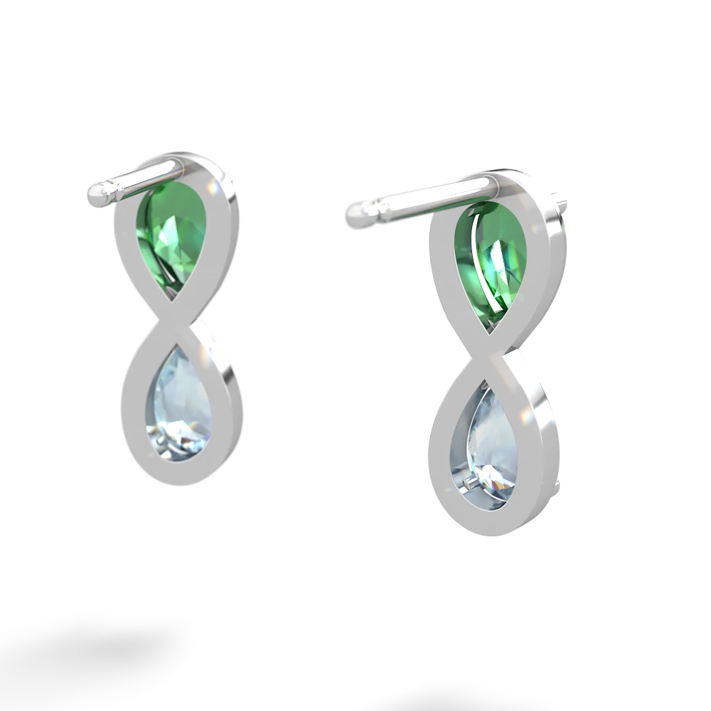 Lab Emerald Infinity 14K White Gold earrings E5050