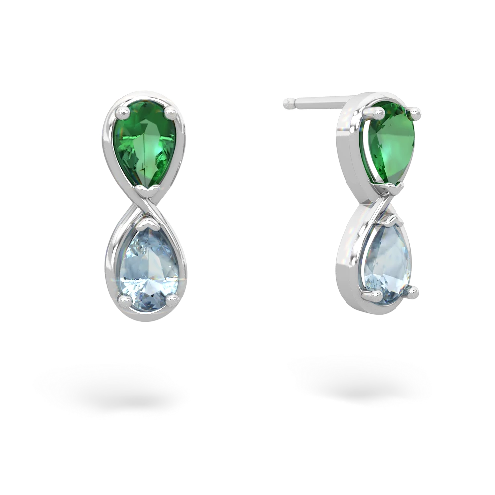 Lab Emerald Infinity 14K White Gold earrings E5050