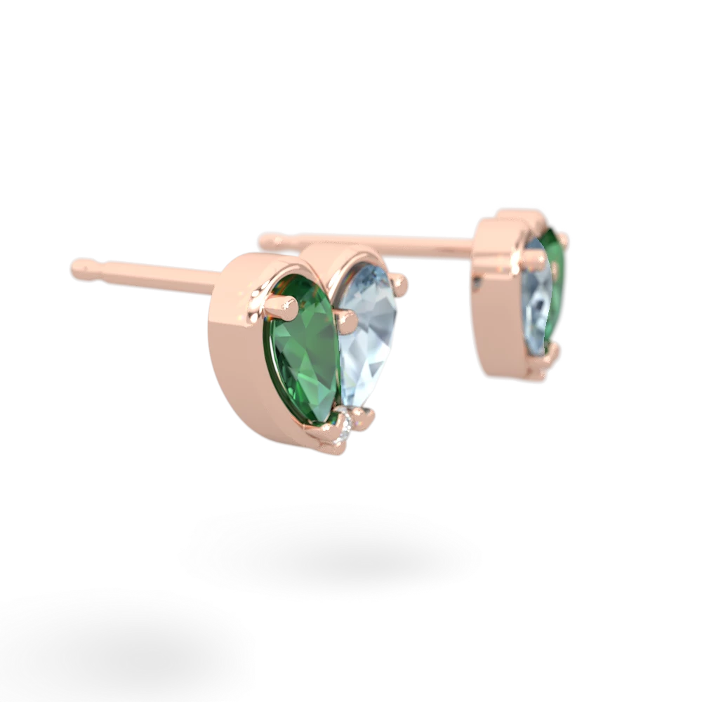 Lab Emerald 'Our Heart' 14K Rose Gold earrings E5072