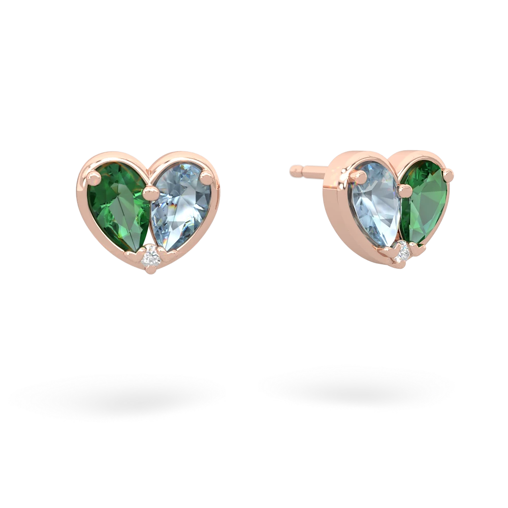 Lab Emerald 'Our Heart' 14K Rose Gold earrings E5072