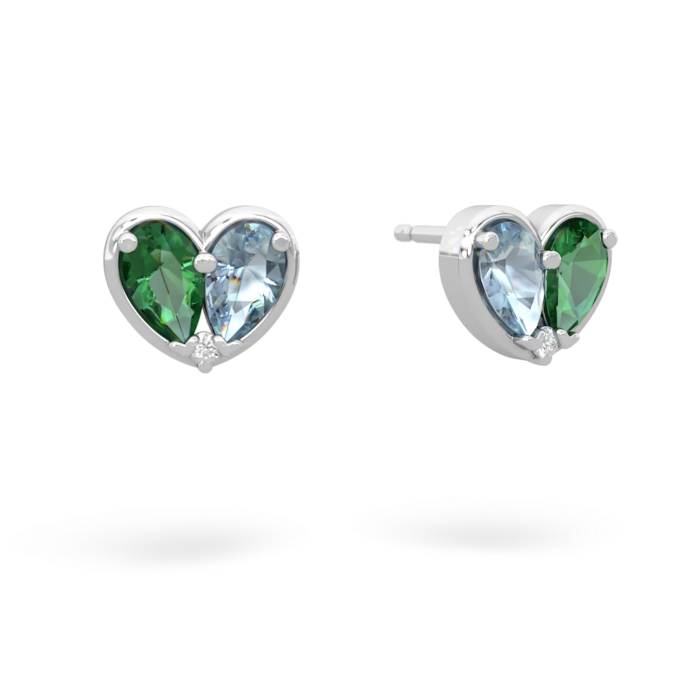 Lab Emerald 'Our Heart' 14K White Gold earrings E5072