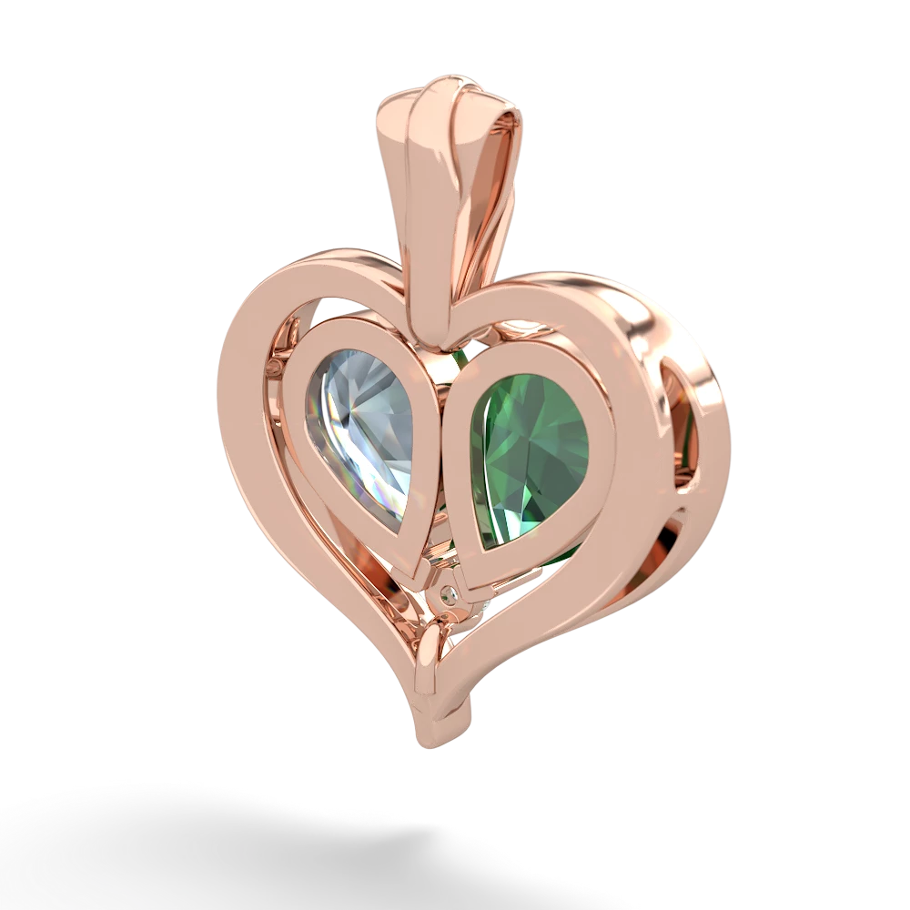 Lab Emerald Two Become One 14K Rose Gold pendant P5330