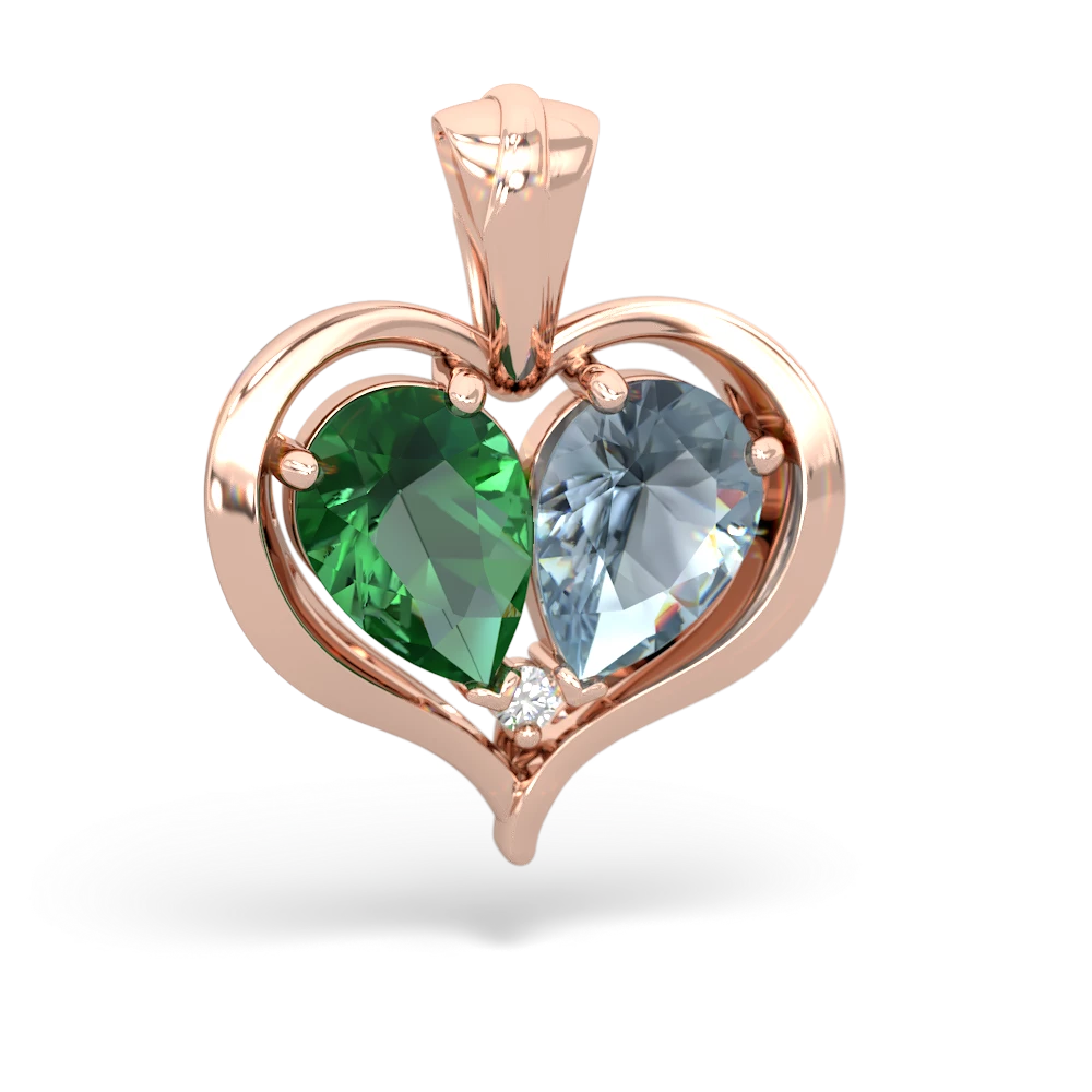 Lab Emerald Two Become One 14K Rose Gold pendant P5330