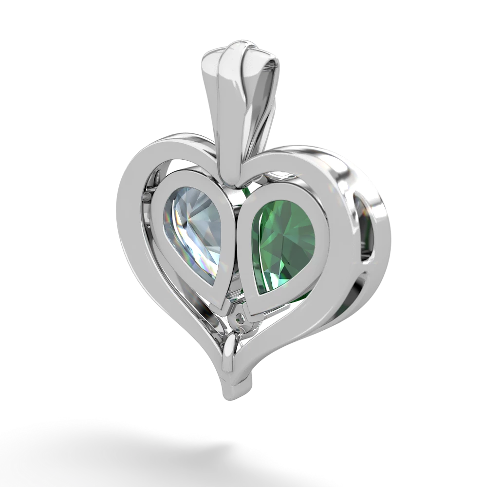 Lab Emerald Two Become One 14K White Gold pendant P5330