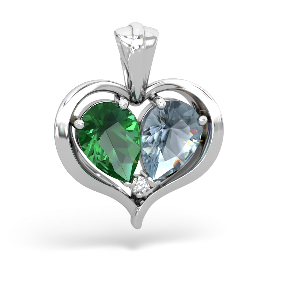 Lab Emerald Two Become One 14K White Gold pendant P5330