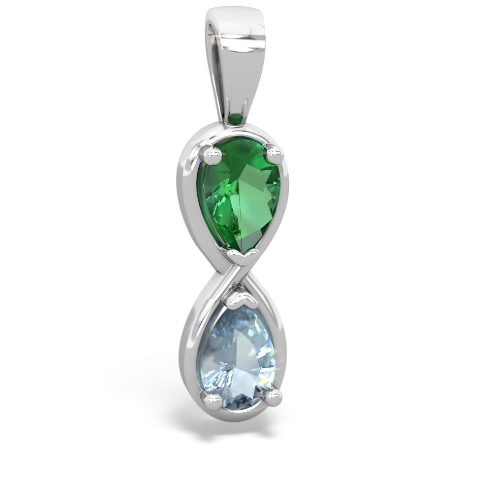 Lab Emerald Infinity 14K White Gold pendant P5050