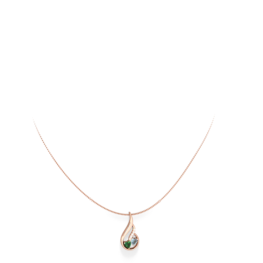 Lab Emerald Keepsake Curves 14K Rose Gold pendant P5450