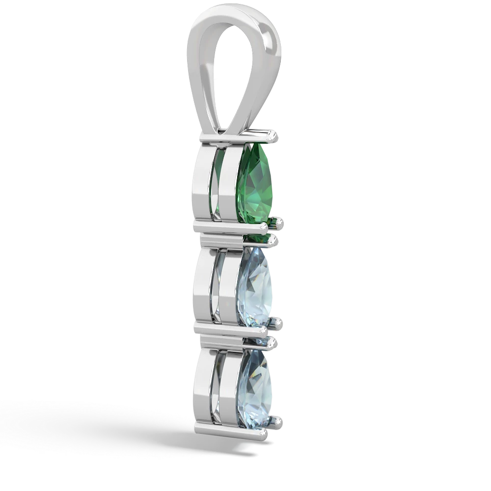 Lab Emerald Dew Drops 14K White Gold pendant P2251