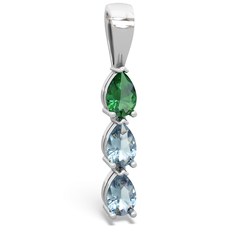 Lab Emerald Dew Drops 14K White Gold pendant P2251