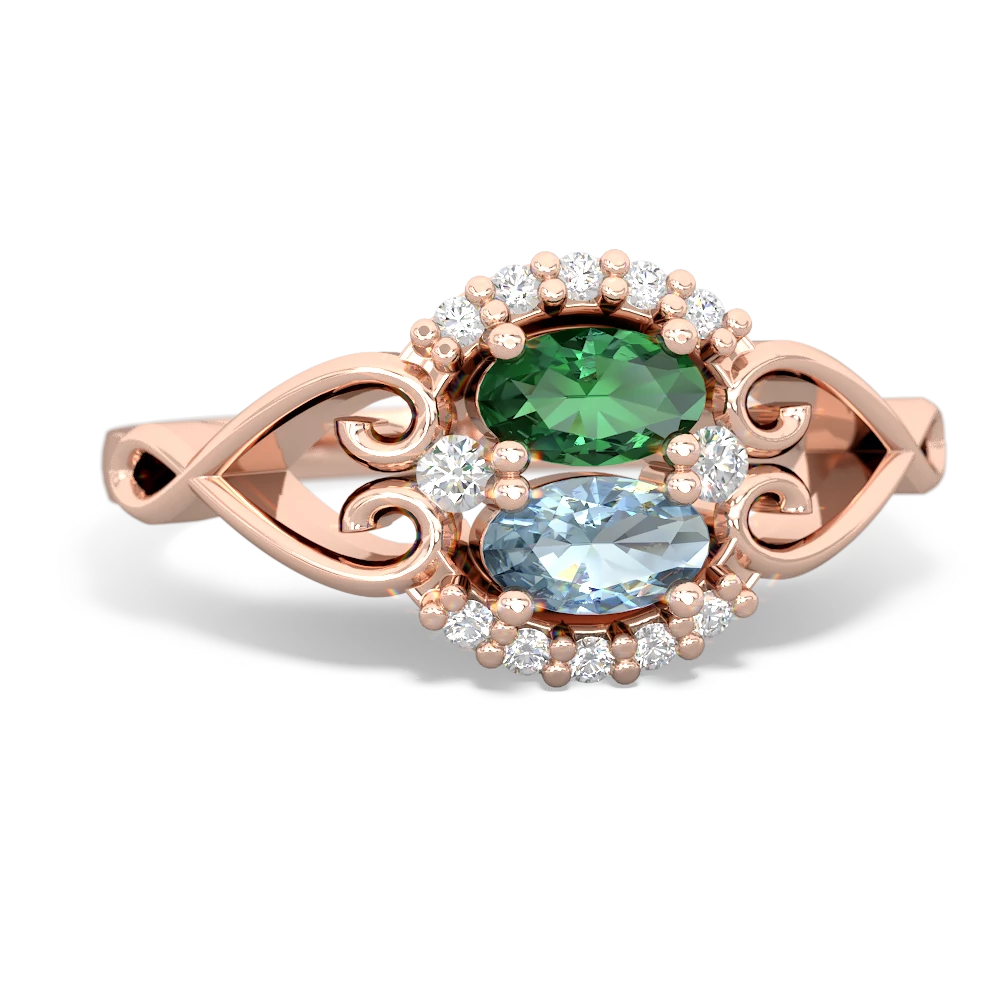 Lab Emerald Love Nest 14K Rose Gold ring R5860