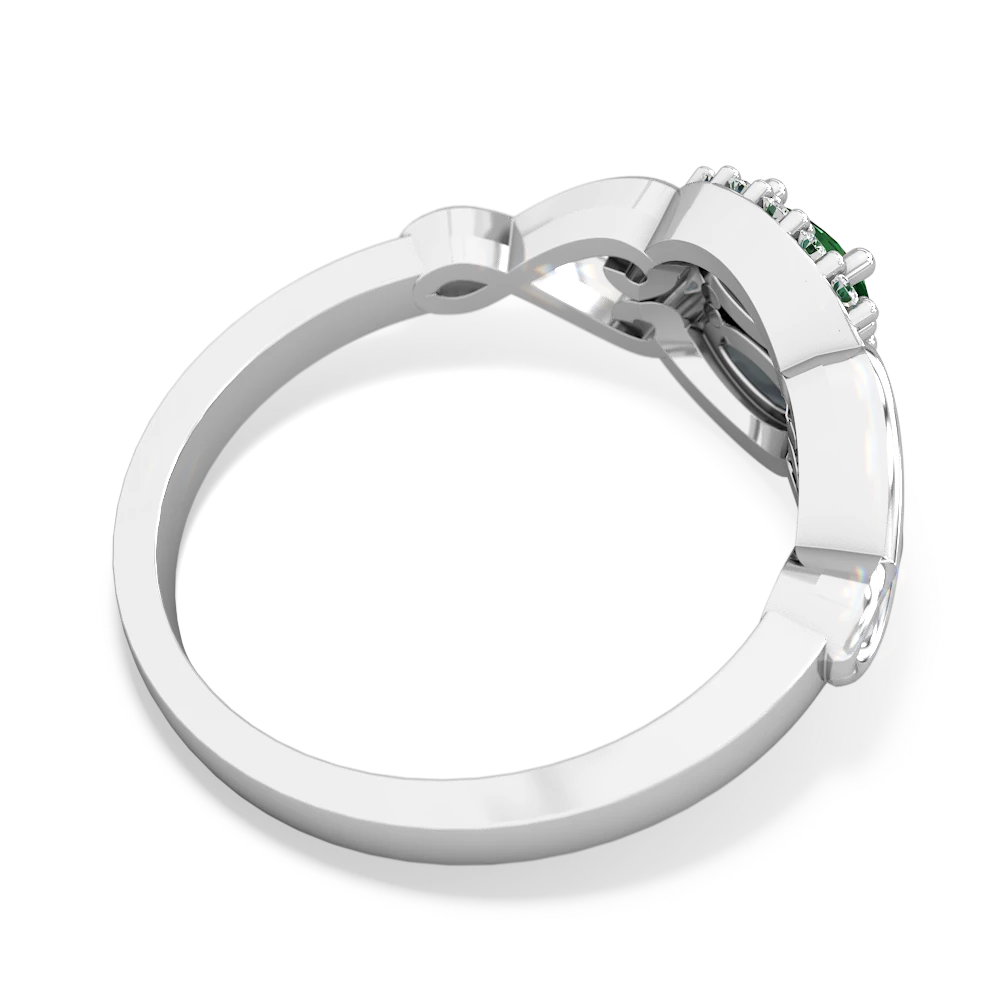 Lab Emerald Love Nest 14K White Gold ring R5860