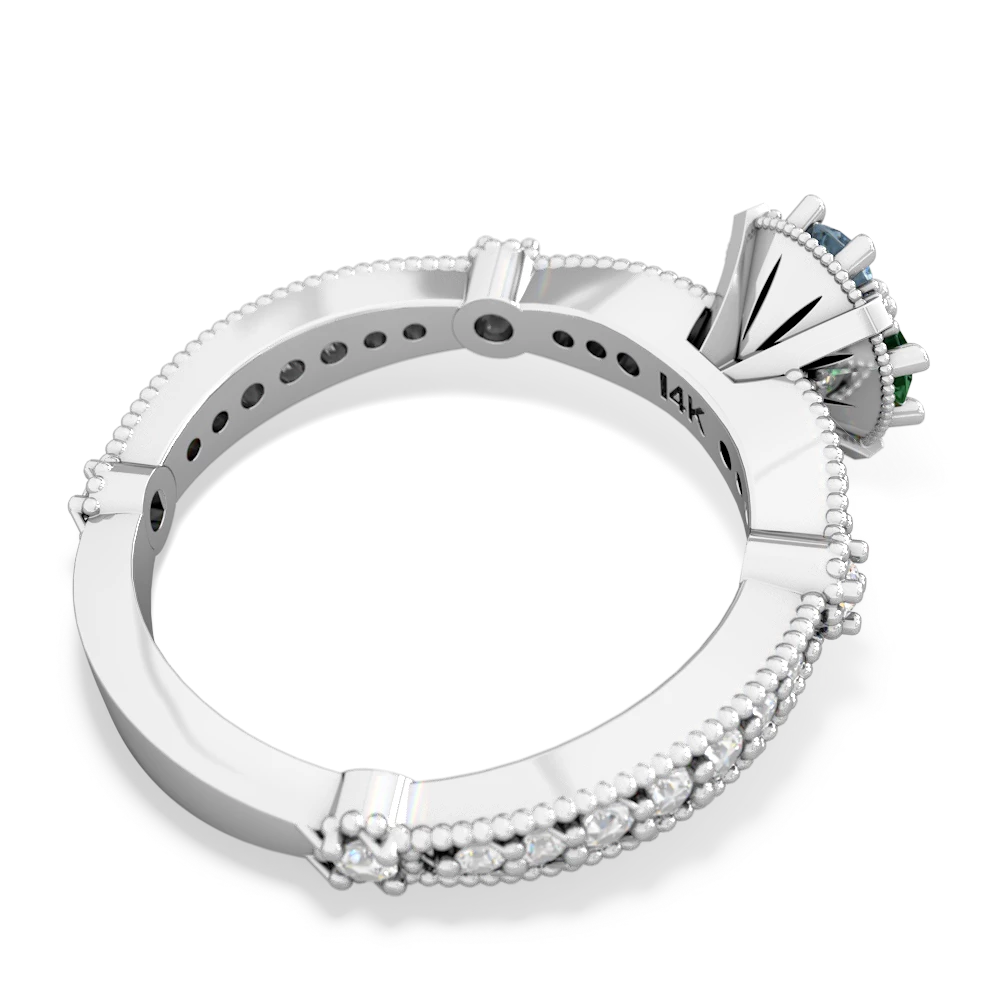 Lab Emerald Sparkling Tiara Cluster 14K White Gold ring R26293RD