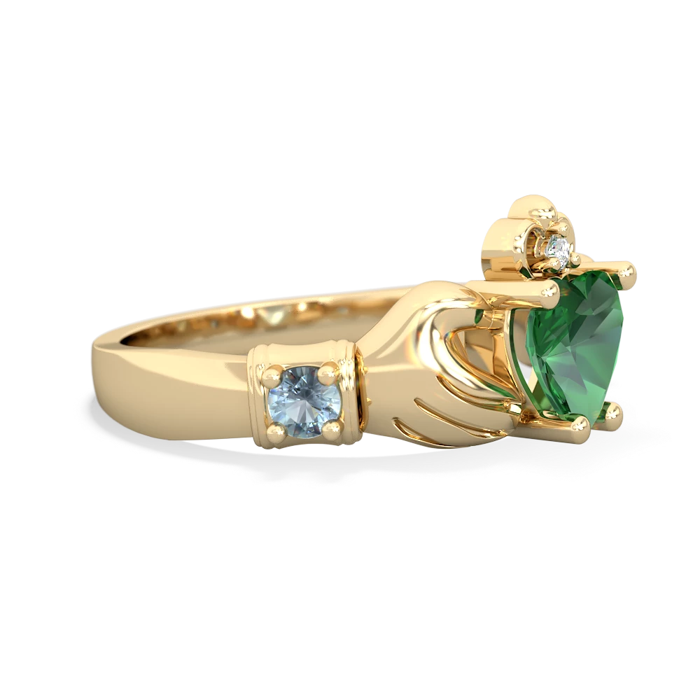 Lab Emerald Claddagh Keepsake 14K Yellow Gold ring R5245