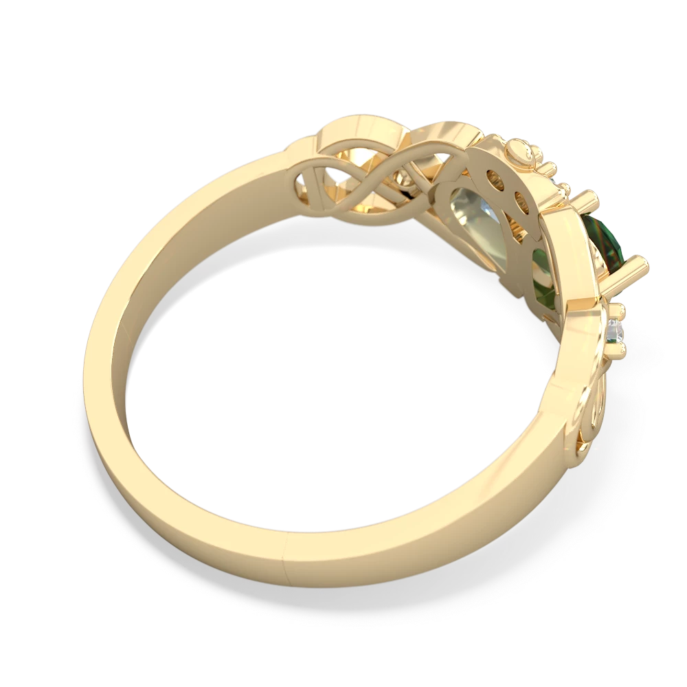 Lab Emerald 'One Heart' Celtic Knot Claddagh 14K Yellow Gold ring R5322