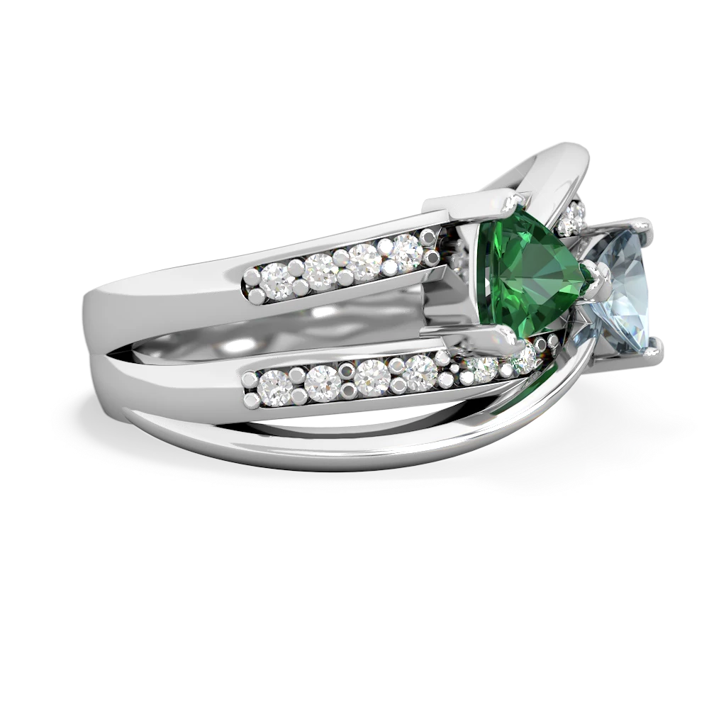 Lab Emerald Bowtie 14K White Gold ring R2360