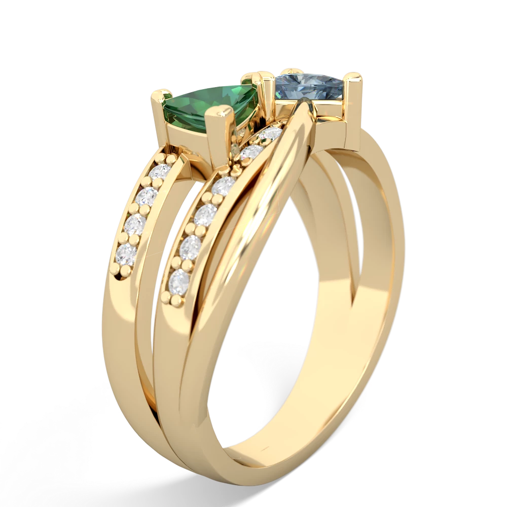 Lab Emerald Bowtie 14K Yellow Gold ring R2360