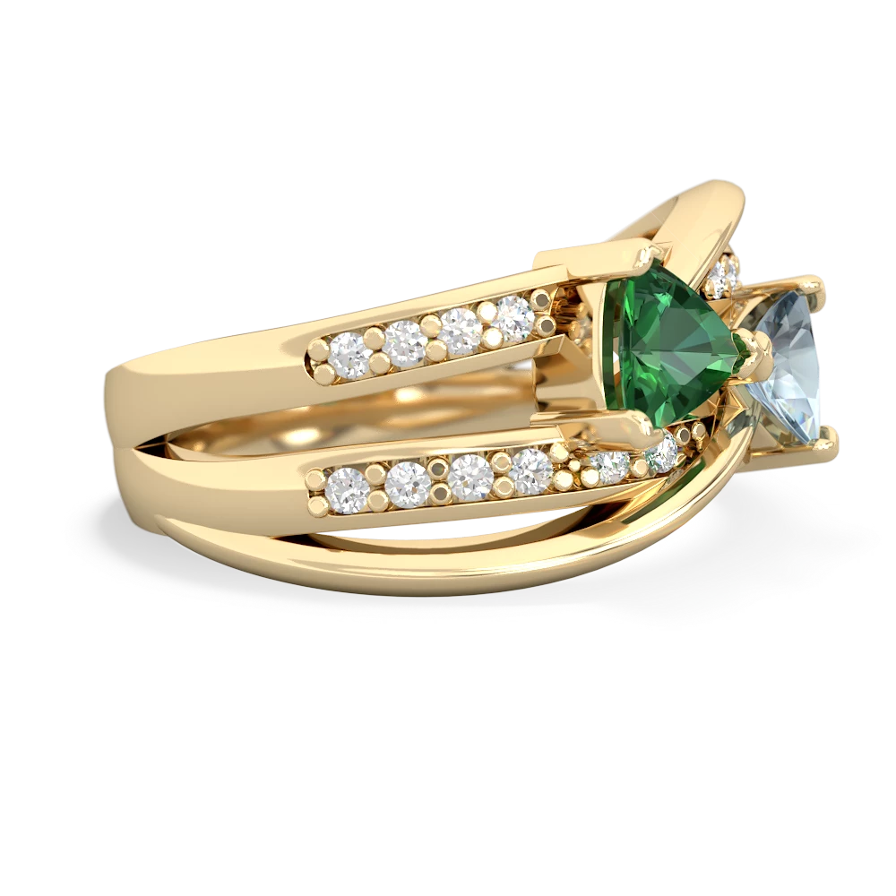 Lab Emerald Bowtie 14K Yellow Gold ring R2360