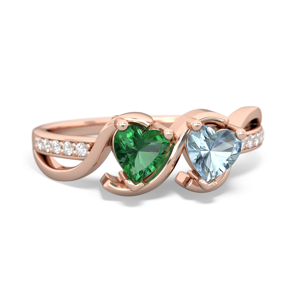 Lab Emerald Side By Side 14K Rose Gold ring R3090