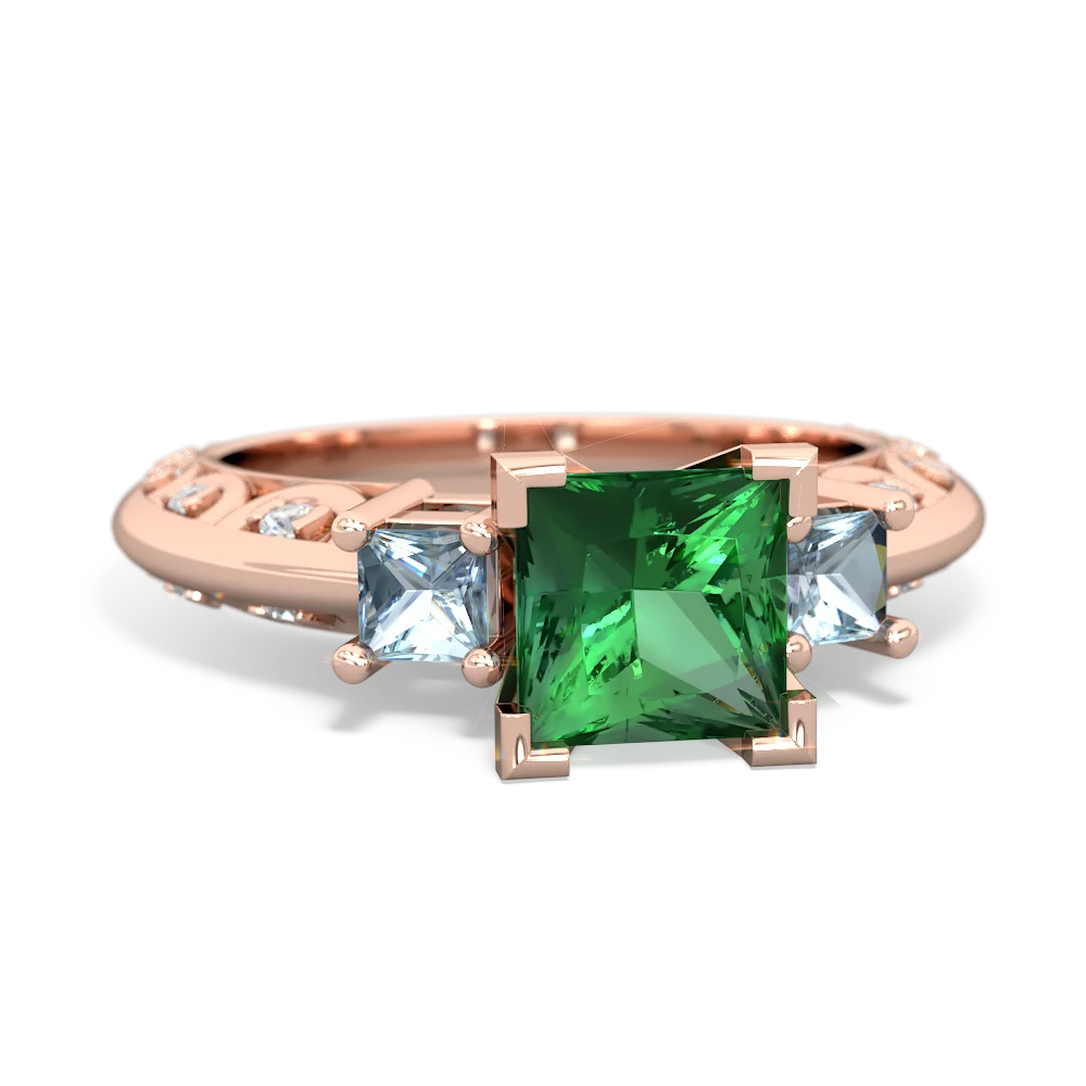 Lab Emerald Eternal Embrace Engagement 14K Rose Gold ring C2001