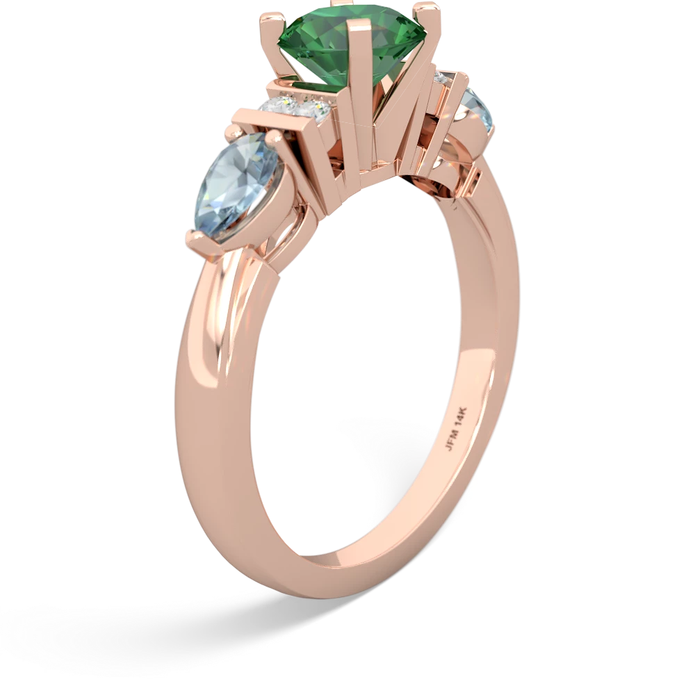 Lab Emerald 6Mm Round Eternal Embrace Engagement 14K Rose Gold ring R2005